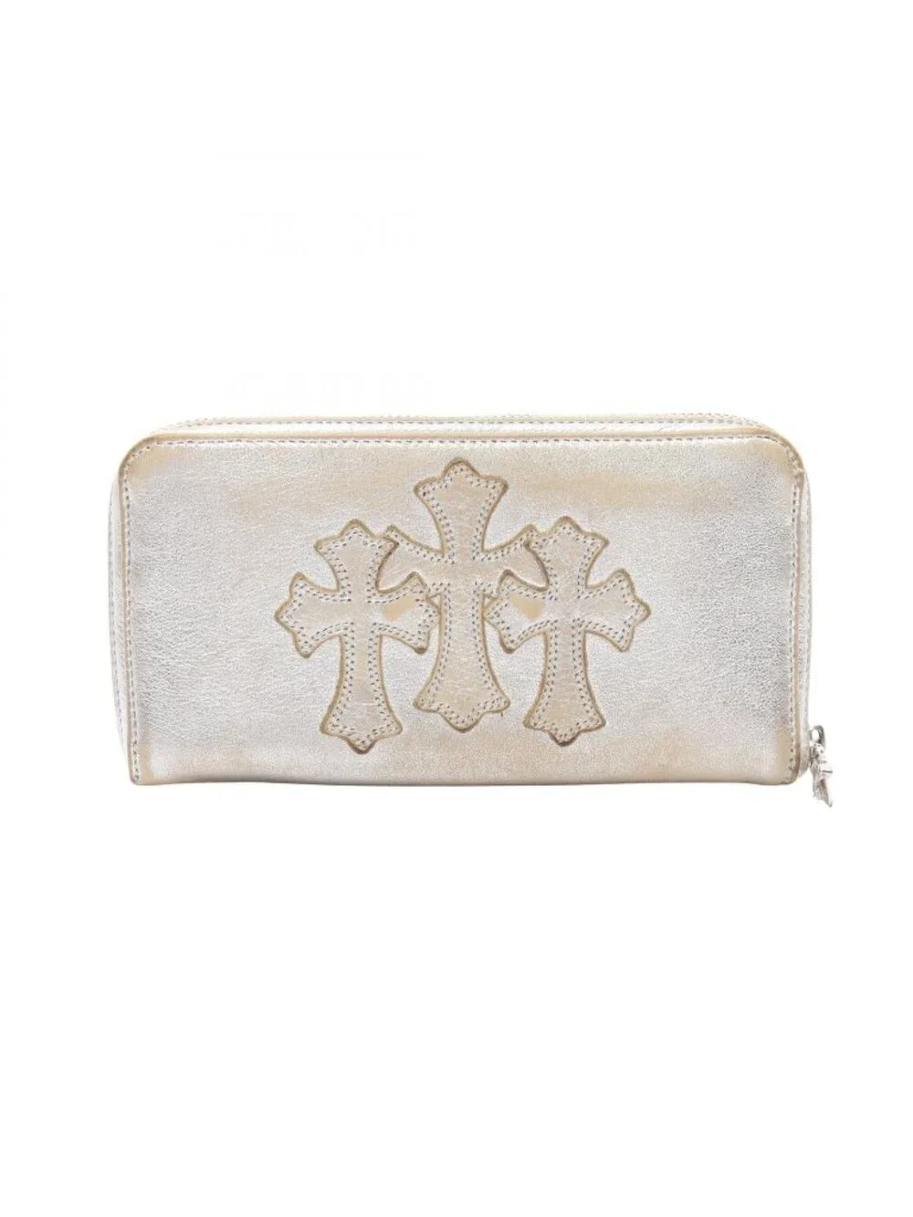 Chrome Hearts Round Wallet Rec Zip Cross Patch Leather